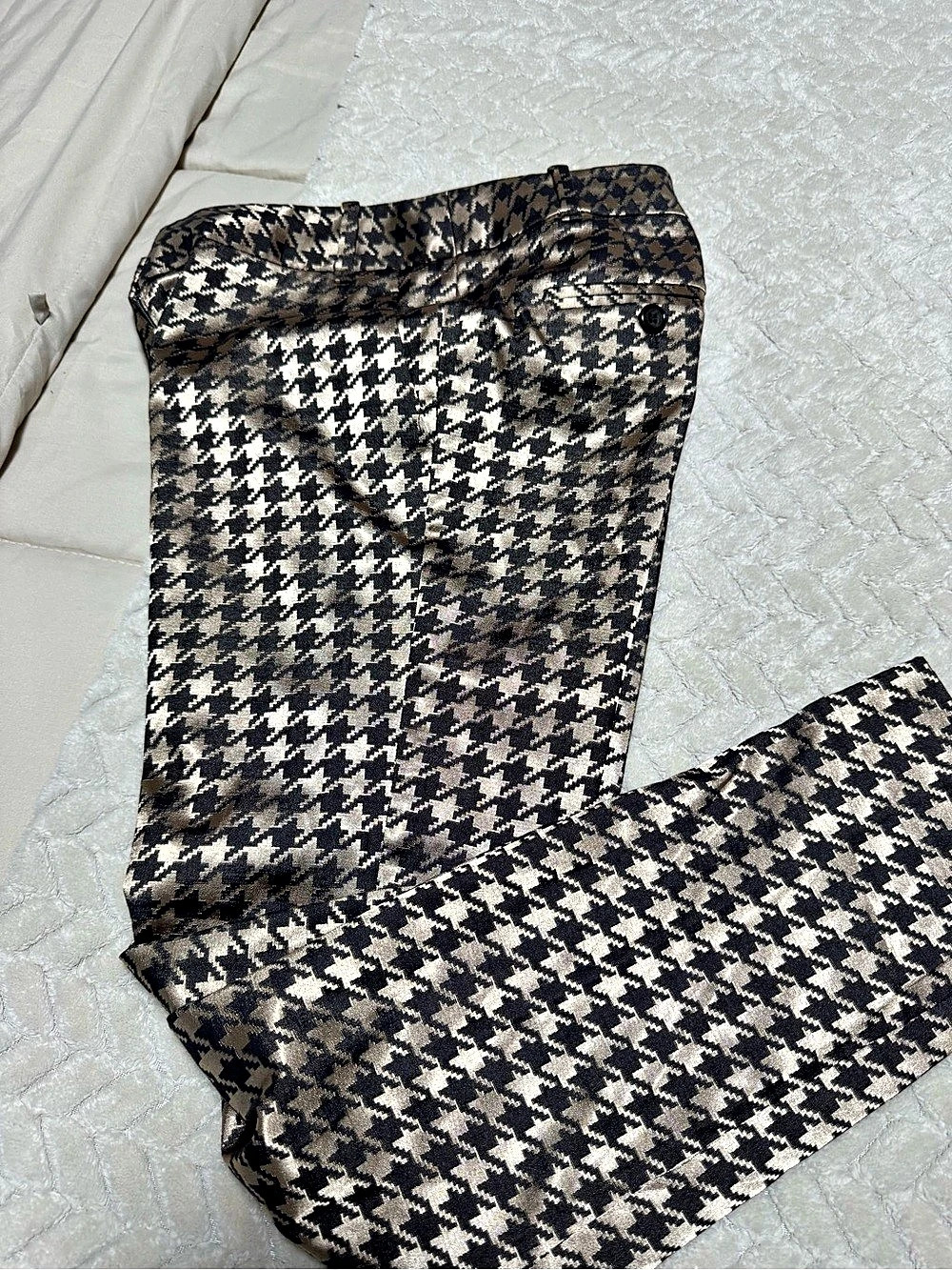The Limited Cassy Fit Houndstooth Straight Leg Pants in Gold & Black Size 0